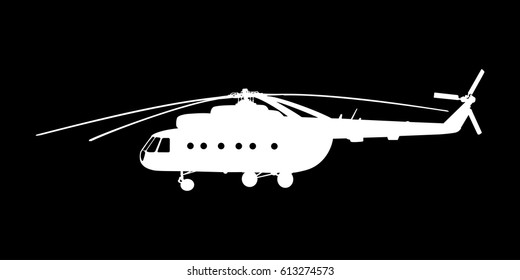 Vector illustration the silhouette of the helicopter.