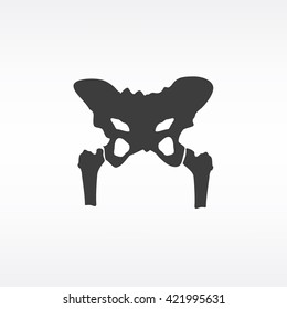 Vector illustration silhouette of hip bone anatomy. Human pelvis icon, symbols.