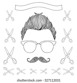 Vector illustration with silhouette of hipster men style
