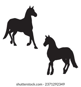 Vector Illustration Silhouette of Horses