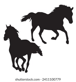 Vector Illustration Silhouette of Horses
