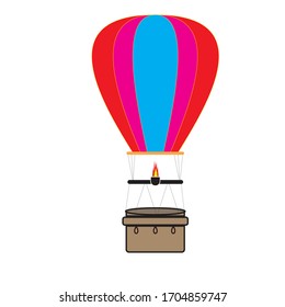Vector illustration. Silhouette of hot air balloon. Air transport for travel.