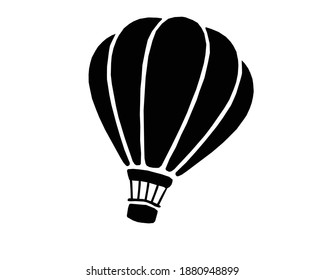 Vector illustration. Silhouette of hot air balloon. Air transport for travel. Isolated on white background. vector buttons.icon eps. 10