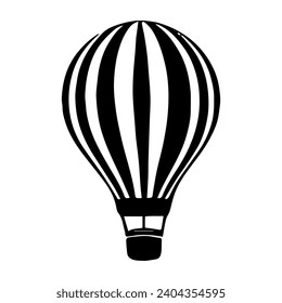 Ilustración vectorial. Silueta de un globo aerostático para volar. Pegatina.