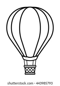 Vector illustration of silhouette hot air balloon over white background