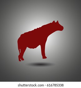Vector illustration silhouette hyena standing. Hyena side view profile.
