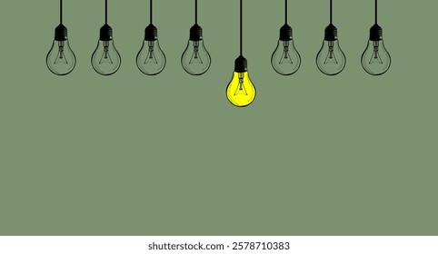 Vector illustration silhouette - idea and solution with illuminated light bulb - Think Tank design element