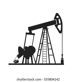 Vector illustration. Silhouette image of pumps for oil production.Oil horse