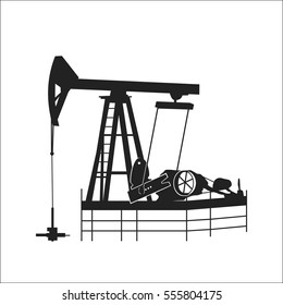 Vector illustration. Silhouette image of pumps for oil production.Oil horse