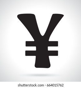 Vector illustration. Silhouette of Japanese yen or Chinese yuan sign with two line. The symbol of world currencies. Decoration for menus, signboards, showcases, posters, wallpapers and interfaces