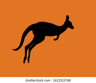  Vector Illustration With Silhouette Kangaroo, Fire In Australia, Animal Death, Animal Rescue Kangaroo Koala, Black Kangaroo On An Orange Background, Poster, Salvation Australia