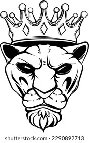 vector illustration of silhouette of king lion on white background