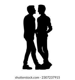 Vector illustration. Silhouette lgbt couple men. Partners. Minimalism.