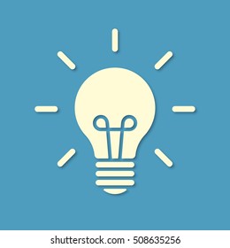 Vector illustration. Silhouette of light bulb. Material design. Design element for your stickers, card, posters, emblems, web design, icons. Template or pattern of light bulb