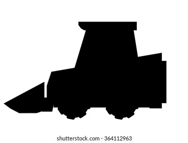 The vector illustration of the silhouette of the loader isolated in white background