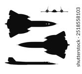 Vector illustration silhouette of the Lockheed SR-71A isolated