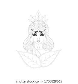 Vector illustration silhouette with long hair, spring girl concept.