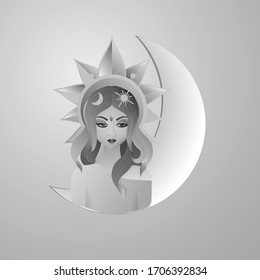 Vector illustration silhouette with long hair, spring girl concept.