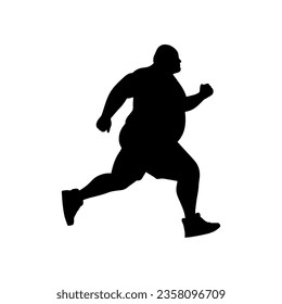Vector illustration. Silhouette of a male runner. Slimming.