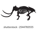 Vector Illustration of silhouette Mammoth Skeleton Isolated on White Background