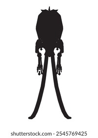 Vector Illustration of silhouette Mammoth Skeleton Isolated on White Background. Front view