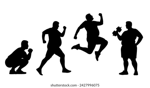 Vector illustration. Silhouette of a man. A man goes in for sports.