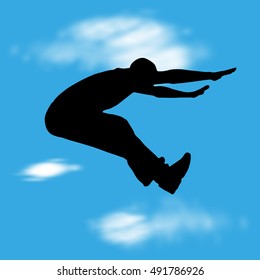 Vector illustration with silhouette of man jump