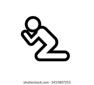 Vector illustration of a silhouette of a man praying on his knees