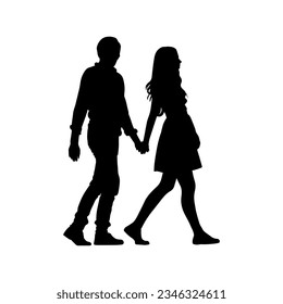 Vector illustration. Silhouette of a man and a woman. Couple in love.