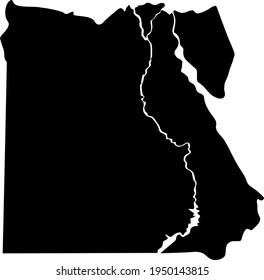 Vector illustration of silhouette map of Egypt.