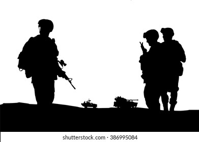 Vector Illustration Silhouette Military Army Personnel Stock Vector 