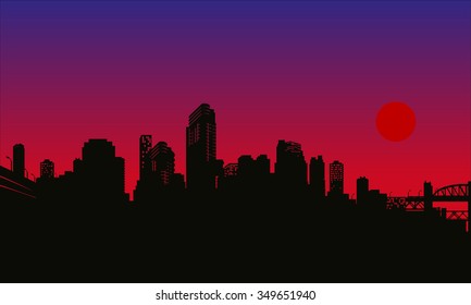 Vector illustration of a silhouette modern urban landscape