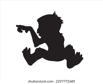 
Vector illustration silhouette of a monkey. Monkey vector icon.