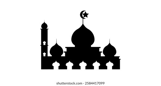 Vector illustration of silhouette mosque icon