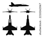 Vector illustration silhouette of the multirole aircraft F-18 Hornet isolated