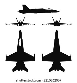 Vector illustration silhouette of the multirole aircraft F-18 Hornet isolated