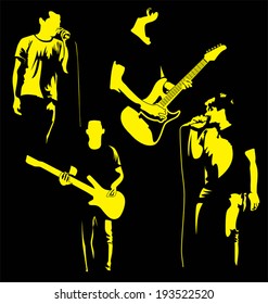 Vector illustration of  silhouette music band