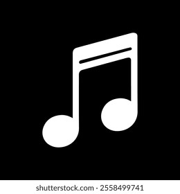 A vector illustration of a silhouette musical note icon in a black background