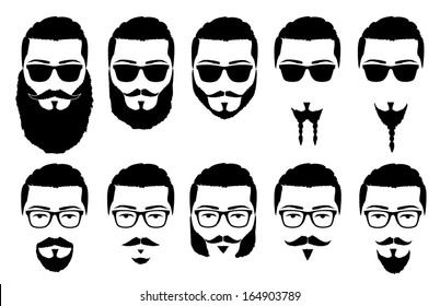 vector illustration silhouette mustache and beard