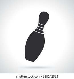 Vector illustration. Silhouette of one bowling pin. Sports equipment. Patterns elements for greeting cards, wallpapers