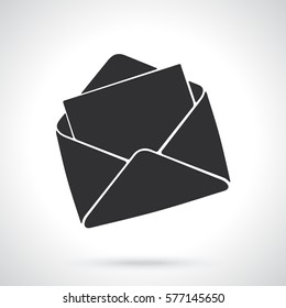 Vector illustration. Silhouette of opened mail envelope. Template or pattern. Incoming message has been read.   Decoration for greeting cards, wallpapers, emblems