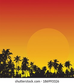 Vector illustration of silhouette palm trees