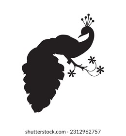 Ilustración vectorial de una silueta de un pavo real