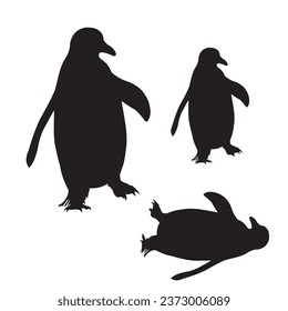 Vector Illustration Silhouette of a penguin on a white background