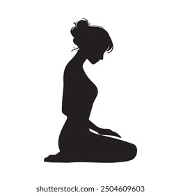 Vector illustration silhouette of a person doing yoga thunderbolt pose.