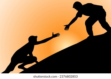 vector illustration of the silhouette of a person helping