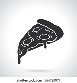 Vector illustration. Silhouette of pizza slice. Italian fast food. Template or pattern. Decoration for greeting cards, wallpapers, emblems