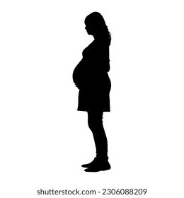 Vector illustration. Silhouette of a pregnant girl. Future mom.