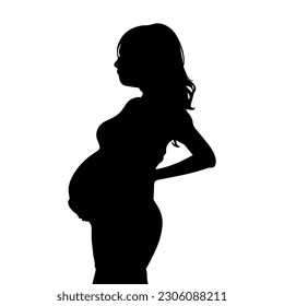 Vector illustration. Silhouette of a pregnant girl. Future mom.