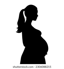 Vector illustration. Silhouette of a pregnant girl. Future mom.